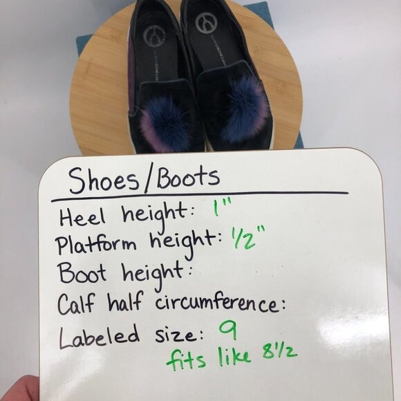 The Wishbone Collection Black and purple suede Pom Pom slip  on sneakers size 9 - Picture 15 of 16